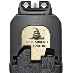 Fuck Around Find Out Slide Back Plate - S&W Smith & Wesson Back Plate Milspin 