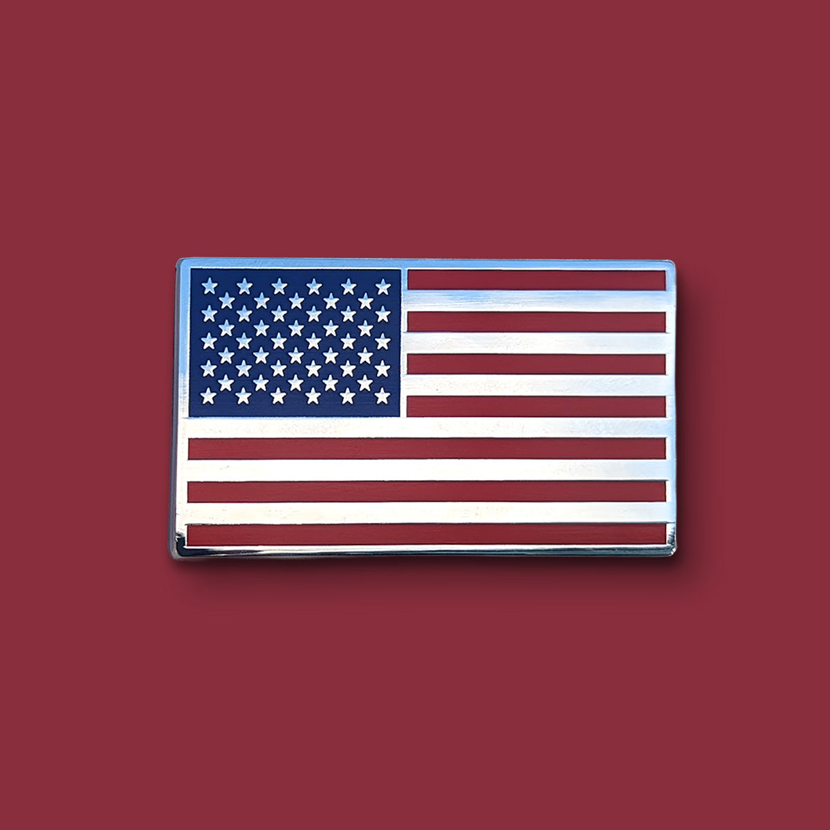 Tri-Color Flag Auto Badge Red Background