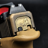 Milspin Premium 3D Slide Back Plate Glock Slide Back Plate MilSpin Standard (G17-G41, G45) Pin Up Girl Bare Brass