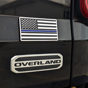 Milspin Thin Blue Line Metal Auto Badge SET (3M, includes both flags as pictured) 3M Auto Badges MILSPIN 