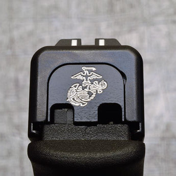 Milspin USMC EGA Slide Back Plate Glock Slide Back Plate MilSpin Glock 42 Black Cerakote on Stainless Steel