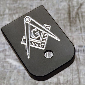 custom engraved glock back plates with Masonic insignia