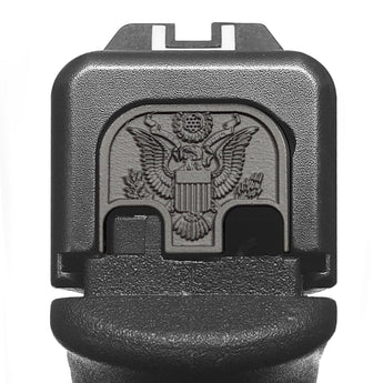 Great Seal of the USA 3D Slide Back Plate Glock Slide Back Plate MilSpin Standard (G17-G41, G45) Blacked Out 