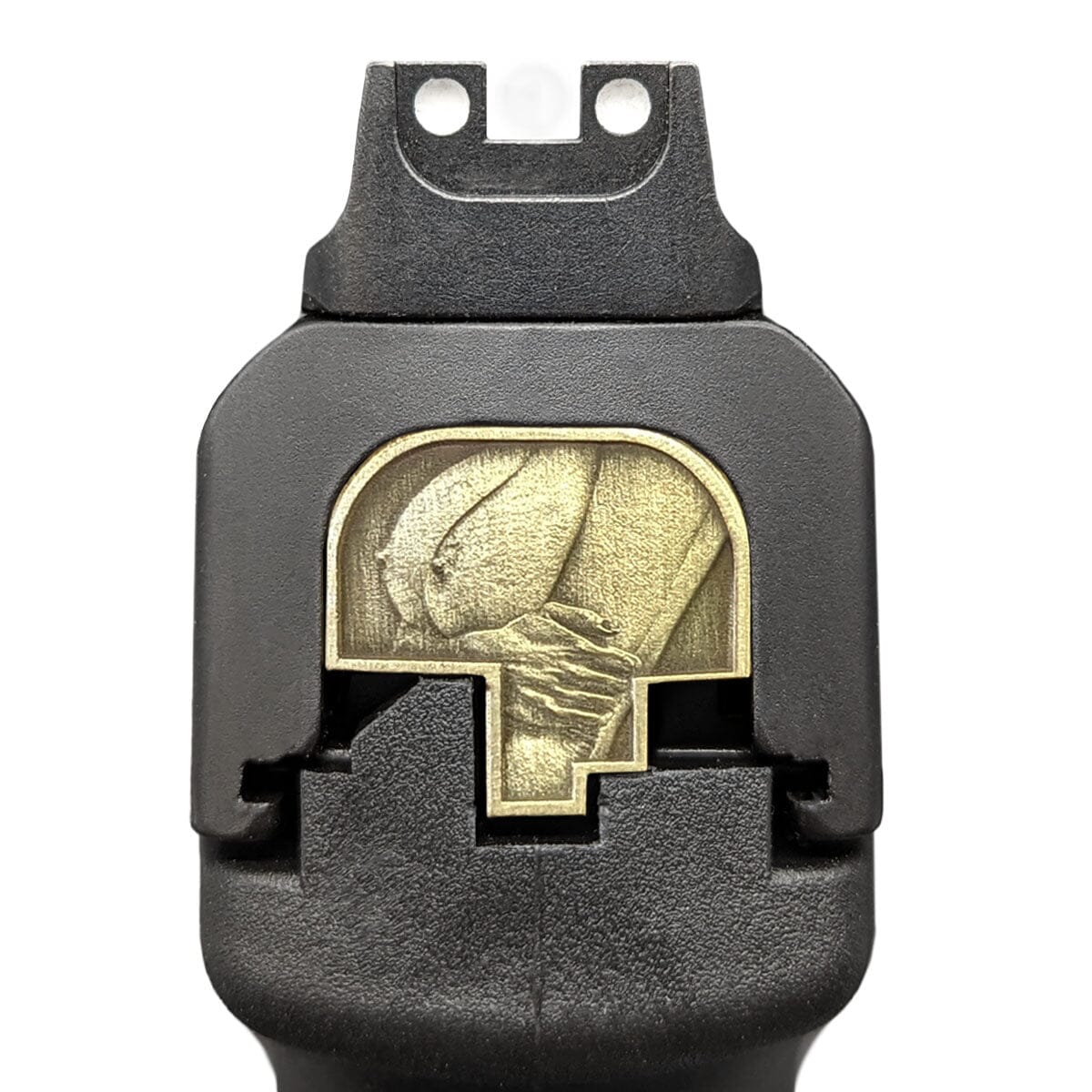 Left Facing Knockers 3D Slide Back Plate - S&W Smith & Wesson Back Plate Milspin Bare Brass 