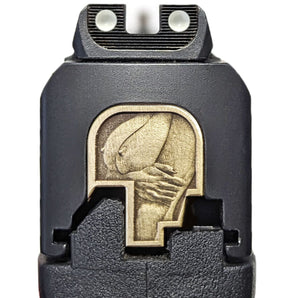 Left Facing Knockers 3D Slide Back Plate - S&W Smith & Wesson Back Plate Milspin Bare Brass Shield 