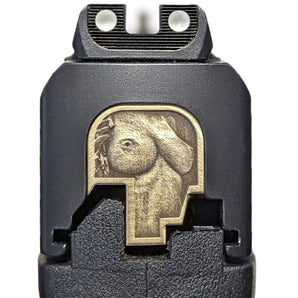 Right Facing Knockers 3D Slide Back Plate - S&W Smith & Wesson Back Plate Milspin Bare Brass Shield 