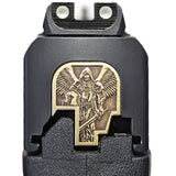 St. Michael 3D Slide Back Plate - S&W Smith & Wesson Back Plate Milspin Bare Brass Shield 