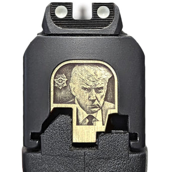 Trump Mugshot 3D Slide Back Plate - S&W Smith & Wesson Back Plate Milspin Bare Brass Shield 