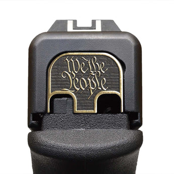 We The People 3D Slide Back Plate Glock Slide Back Plate MilSpin Standard (G17-G41, G45) Black on Brass 