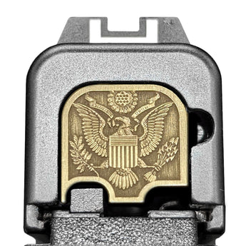 Great Seal of the USA 3D Slide Back Plate Glock Slide Back Plate MilSpin Glock 43, 43X, 48 Bare Brass 