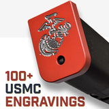 Milspin Custom Engraved USMC Magazine Base Plate (Over 100 USMC Emblems) Glock Magazine Base Plates MilSpin 