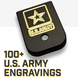 Milspin Custom Engraved ARMY Magazine Base Plate (Over 100 Army Emblems) Glock Magazine Base Plates MilSpin 