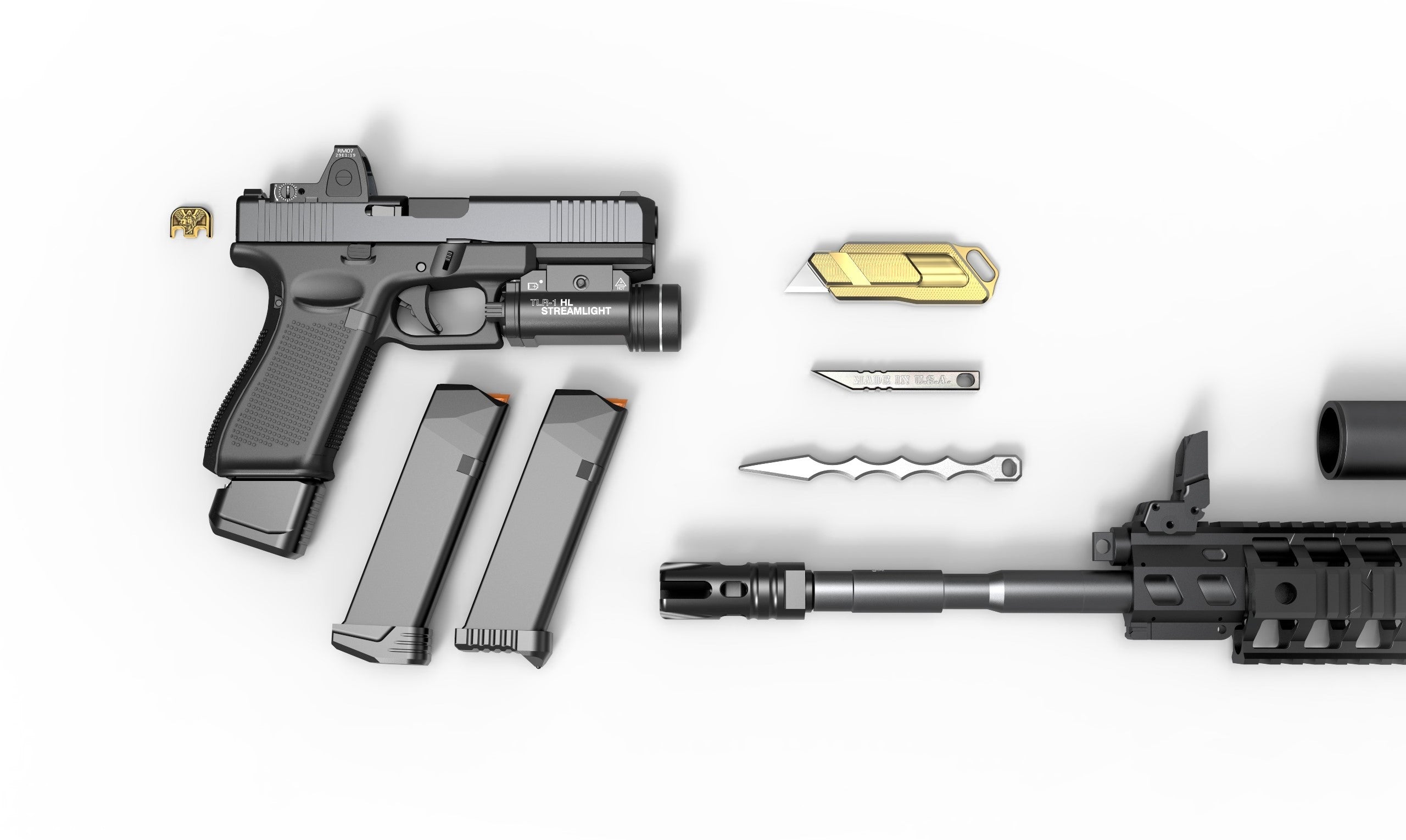 Milspin products glock magazine base plates and extension and tools and EDC products