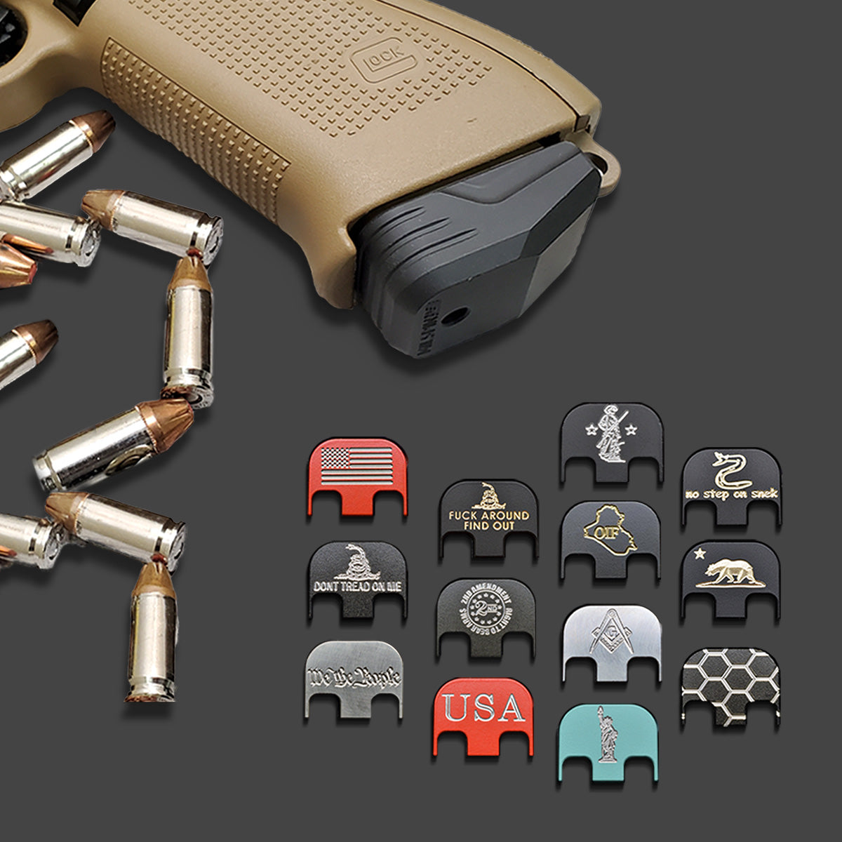 Milpsin offers over 200 engravings on their Glock back plates and magazine plates