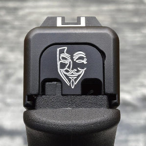 Milspin Guy Fawkes Anonymous Slide Back Plate Glock Slide Back Plate MilSpin