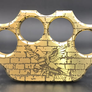 Limited Edition Milspin 3/4lb Brass Knuckle F*ck Around Find Out Solid Brass Paperweight | Graffiti 3/4LB Paperweight MILSPIN 