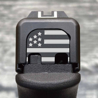 Milspin Large US Flag Slide Back Plate Glock Slide Back Plate MILSPIN Standard (G17-G41, G45) Black Cerakote on Stainless Steel 