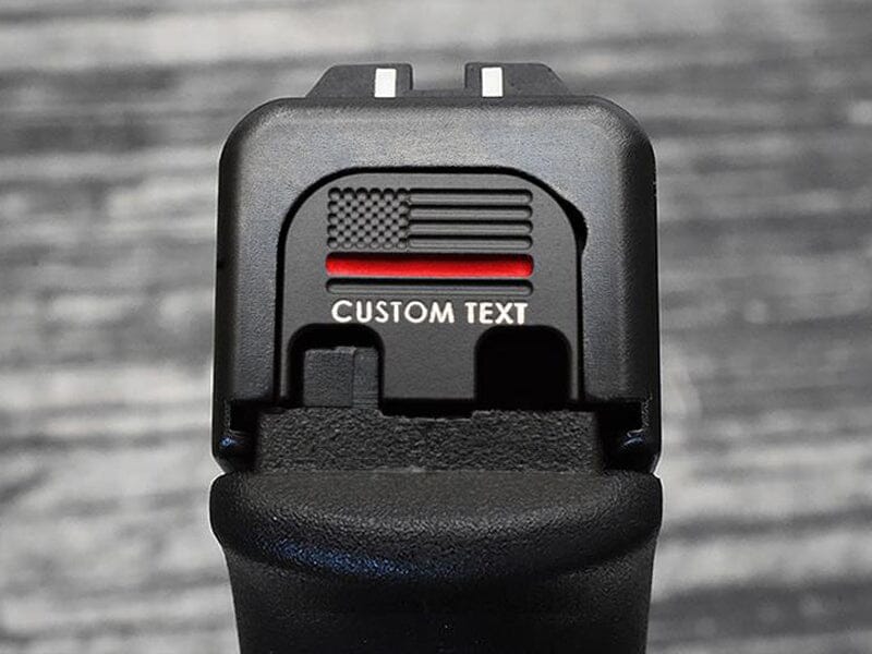 Milspin Personalized Thin Red Line Flag Slide Back Plate Glock Slide Back Plate MilSpin