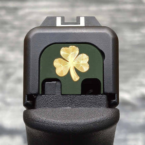 Milspin Shamrock Slide Back Plate (Green On Brass) Glock Slide Back Plate MilSpin 