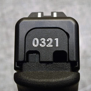 custom Glock slide plate with text 0321