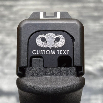 Milspin Jump Wings with Custom Text Slide Back Plate Glock Slide Back Plate MilSpin