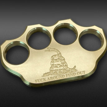 Milspin 3/4lb Brass Knuckle F*ck Around Find Out Solid Brass