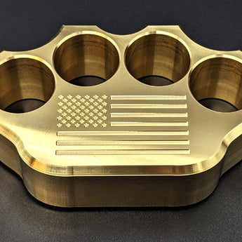 heavy brass knuckles USA flag paperweight