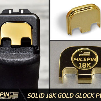 multiple views of solid 18k gold Glock back plate