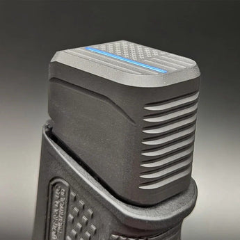 side view of upside-down grip with Thin Blue Line Glock magazine extension for sale