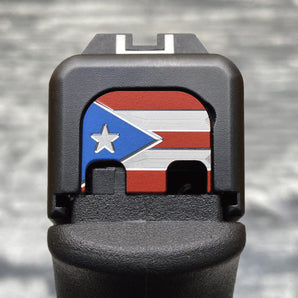 Milspin Tri-Color Puerto Rico Flag Slide Back Plate Glock Slide Back Plate MilSpin