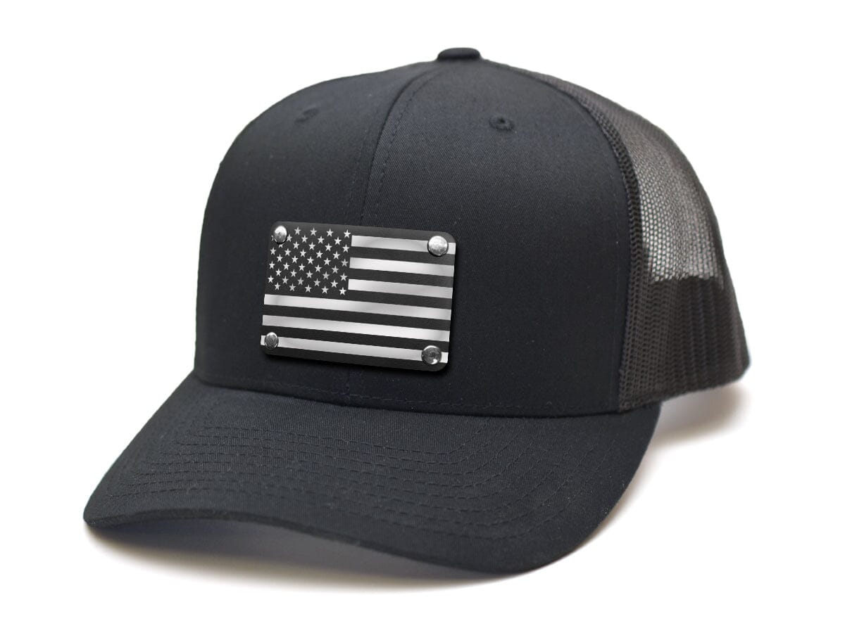 Milspin Snap-Back Velcro Hat + CURVED - American Flag 1 Color Patch Velcro Hat With Patch MilSpin 