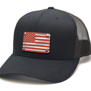 Milspin Snap-Back Velcro Hat + CURVED - American Flag 1 Color Patch Velcro Hat With Patch MilSpin 
