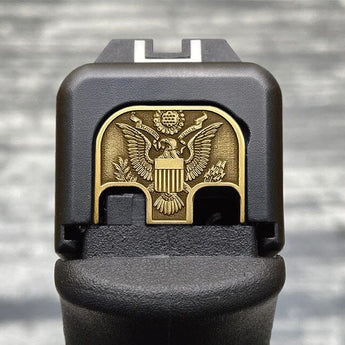 Milspin Premium 3D Slide Back Plate Glock Slide Back Plate MilSpin Standard (G17-G41, G45) Presidential Seal Bare Brass