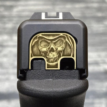 Milspin Premium 3D Slide Back Plate Glock Slide Back Plate MilSpin Standard (G17-G41, G45) Reaper Skull Bare Brass