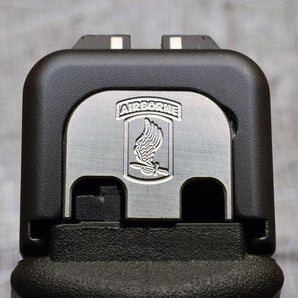 Milspin custom engraved 173rd Airborne Slide Back Plate for Glocks