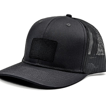 Milspin Snap-Back Velcro Hat + CURVED - Blacked Out USA Flag Patch Velcro Hat With Patch MILSPIN 