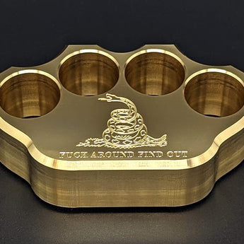 Milspin 2LB Brass Knuckle F*ck Around Find Out Paperweight – MILSPIN