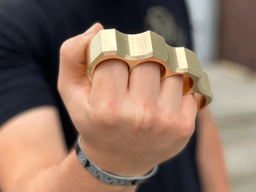 Milspin 2LB Brass Knuckle USA Flag Paperweight MILSPIN