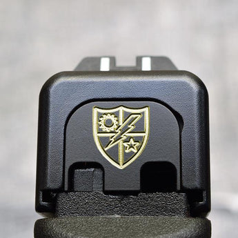Milspin 75th Ranger RGT Unit Crest (DUI) Slide Back Plate Glock Slide Back Plate MilSpin Glock 42 Black Cerakote on Brass 