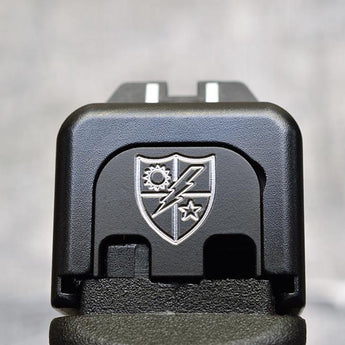 Milspin 75th Ranger RGT Unit Crest (DUI) Slide Back Plate Glock Slide Back Plate MilSpin Glock 42 Black Cerakote on Stainless Steel 