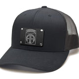Milspin Snap-Back Velcro Hat + CURVED - 82nd Airborne Velcro Hat With Patch MilSpin All Black Stainless Steel Black