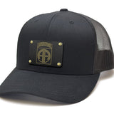 Milspin Snap-Back Velcro Hat + CURVED - 82nd Airborne Velcro Hat With Patch MilSpin All Black Brass Black