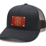 Milspin Snap-Back Velcro Hat + CURVED - 82nd Airborne Velcro Hat With Patch MilSpin All Black Brass Red