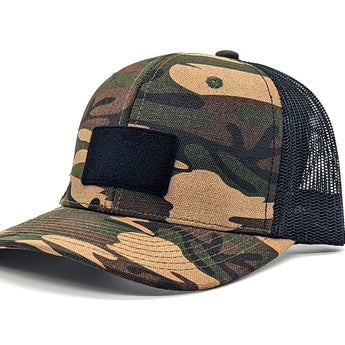 Milspin Snap-Back Velcro Hat + CURVED Velcro Hat no Patch MILSPIN Woodland Camo / Back: Black 