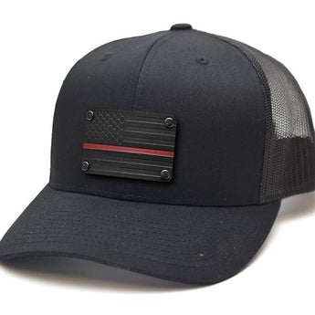 Milspin Snap-Back Velcro Hat + CURVED Thin Red Line Patch Velcro Hat With Patch MILSPIN 
