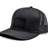 Milspin Snap-Back Velcro Hat + CURVED - THOR'S HAMMER Patch Velcro Hat With Patch MilSpin All Black Stainless Steel Black