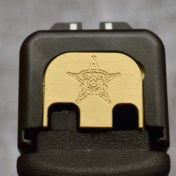 Milspin County Sheriff Badge Shield Slide Back Plate Glock Slide Back Plate MilSpin Glock 42 Brass