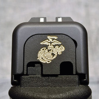 Milspin USMC EGA Slide Back Plate Glock Slide Back Plate MilSpin Glock 42 Black Cerakote on Brass 