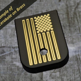 Milspin Colorado Flag Magazine Base Plate Glock Magazine Base Plates MilSpin Glock 43 Black Cerakote on Brass 