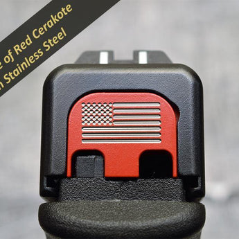 Milspin Personalized Gadsden Flag Slide Back Plate Glock Slide Back Plate MilSpin Standard (G17-G41, G45) Red Cerakote on Stainless Steel 